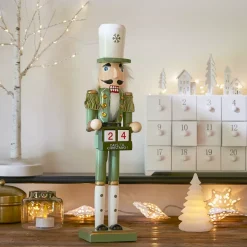 Soldatino Schiaccianoci in legno (H38 cm) Henri e Calendario Verde