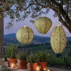 Sospensione da giardino solare (H38 cm) Lanterna traforata Verde