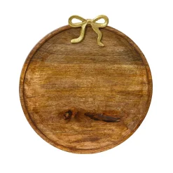 Sottopiatto in legno di mango (D33 cm) Fiocco in oro