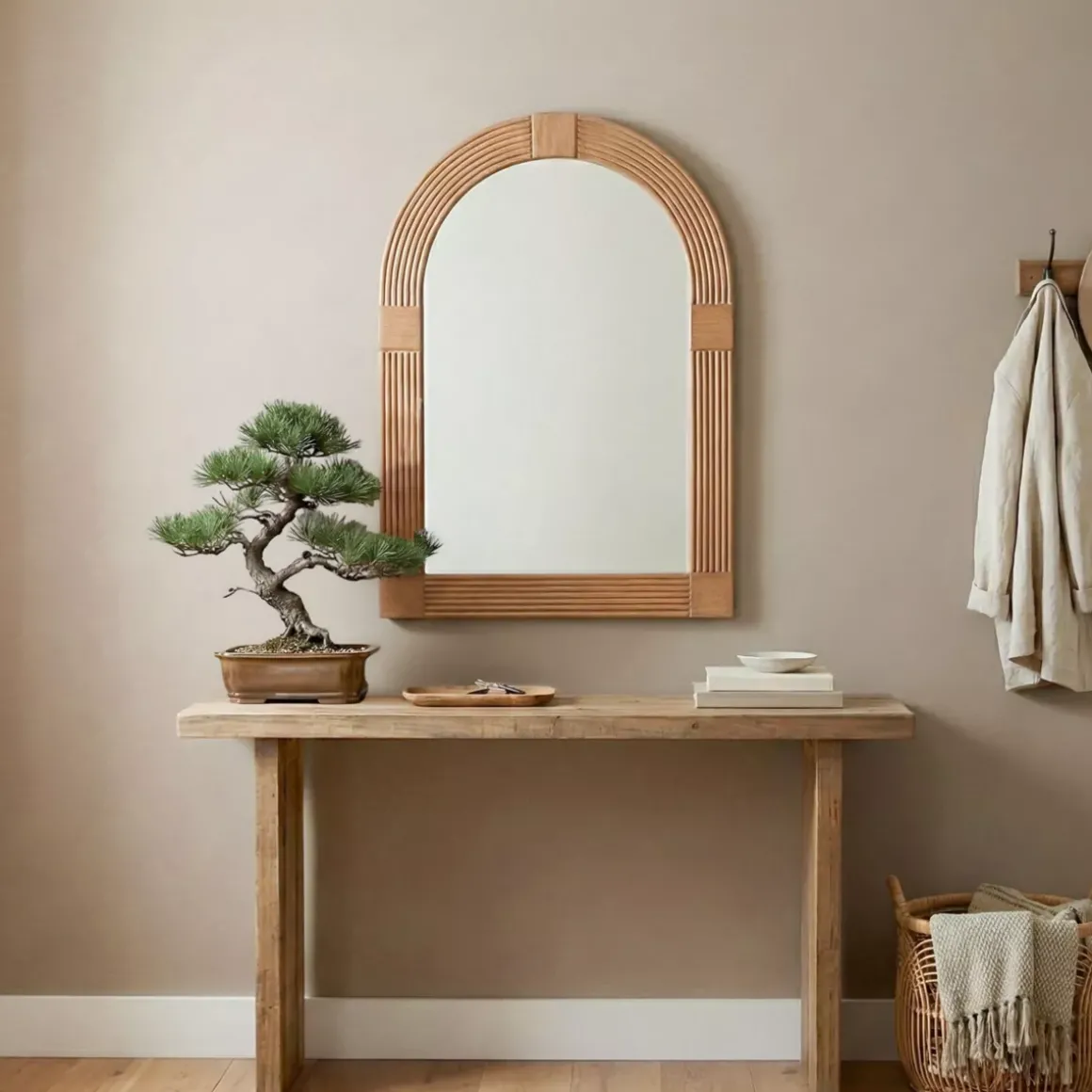 Specchio da parete con cornice in legno (80 cm) Swik Marrone
