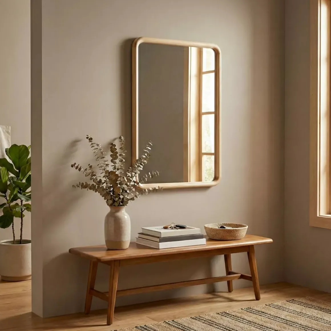 Specchio da parete con cornice in legno (90 cm) Snook Marrone