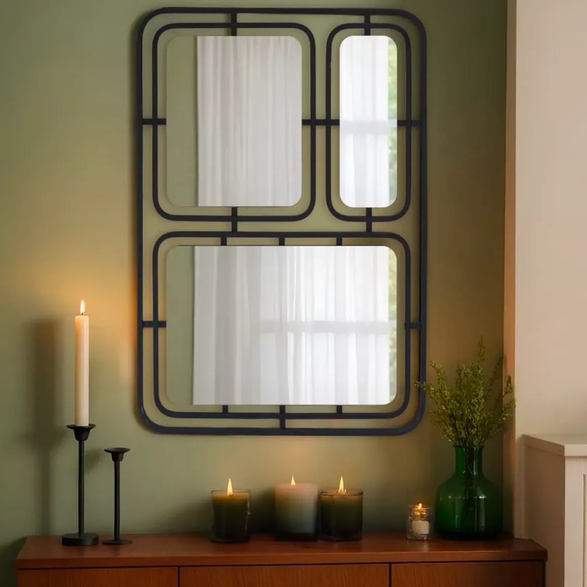 Specchio da parete in metallo (Alt 80 cm) Riflesso Metallico Nero