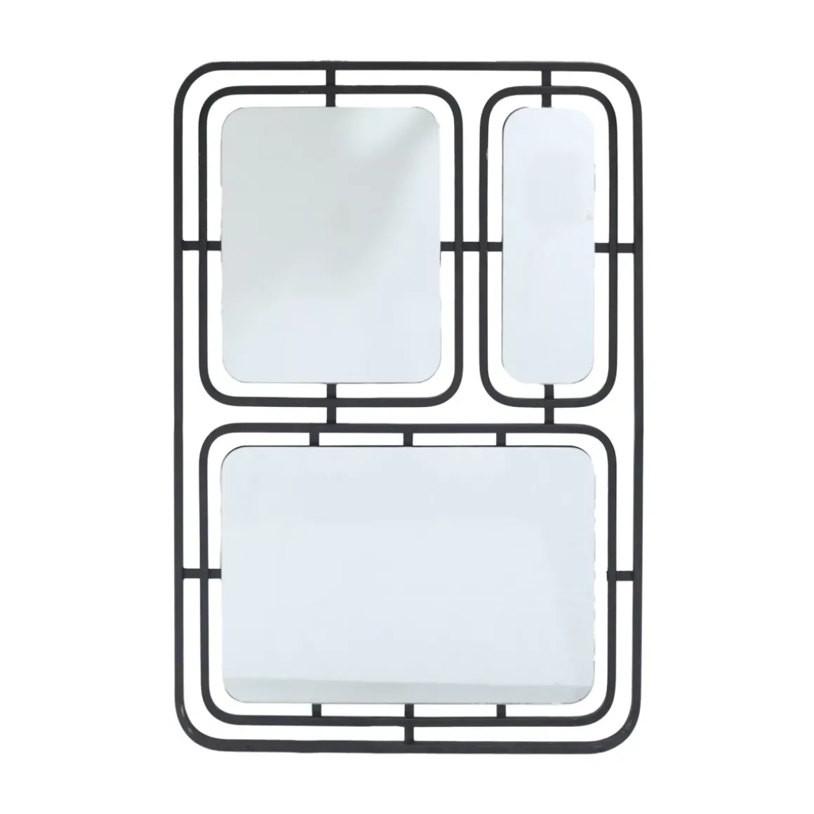 Specchio da parete in metallo (Alt 80 cm) Riflesso Metallico Nero