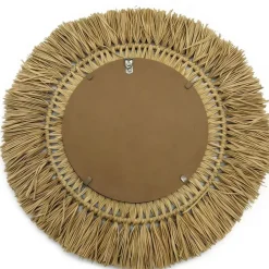 Specchio da parete rotondo in fibre naturali (D50 cm) Makira Beige