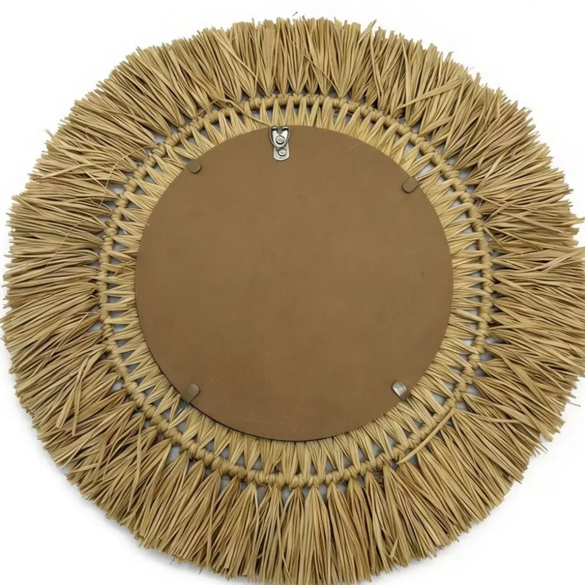 Specchio da parete rotondo in fibre naturali (D50 cm) Makira Beige