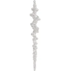 Stalattite da appendere (H25 cm) Ghiaccio Bianco glitterato
