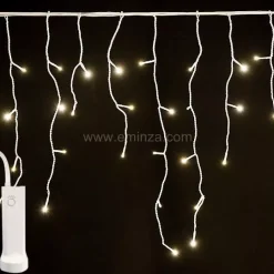 Stalattite luminosa con pile 14 m 384 LED cavo bianco Durawise Bianco caldo