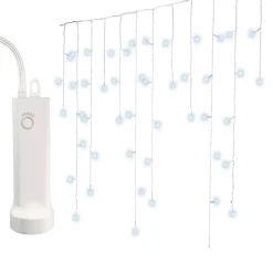Stalattite luminosa con pile 14 m 384 LED cavo bianco Durawise Bianco freddo