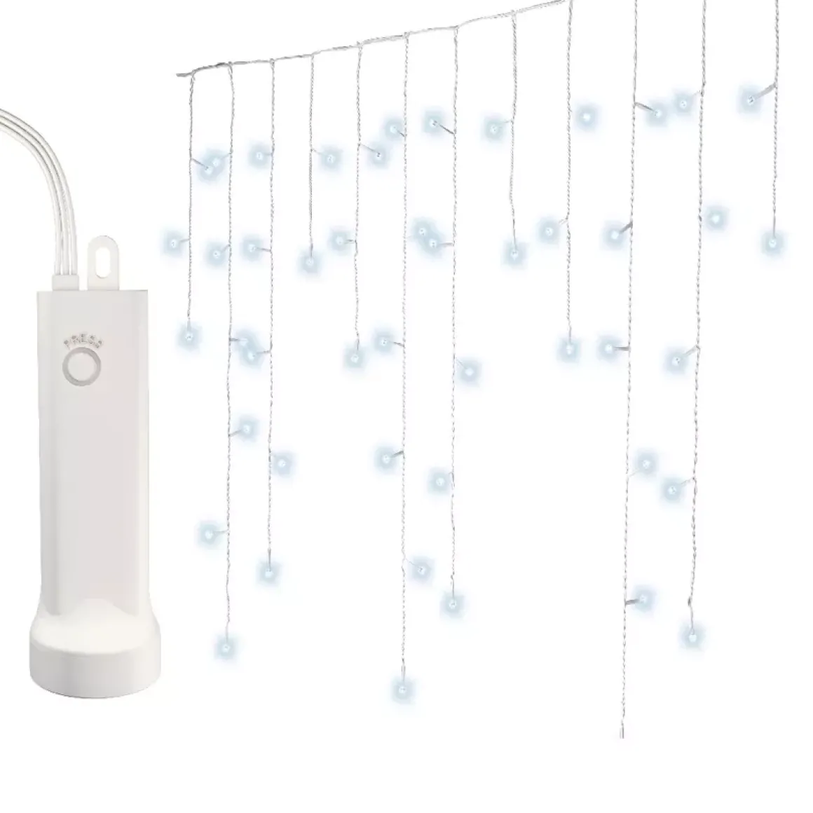 Stalattite luminosa con pile 14 m 384 LED cavo bianco Durawise Bianco freddo