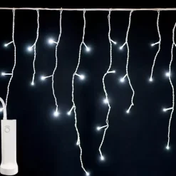 Stalattite luminosa con pile 14 m 384 LED cavo bianco Durawise Bianco freddo