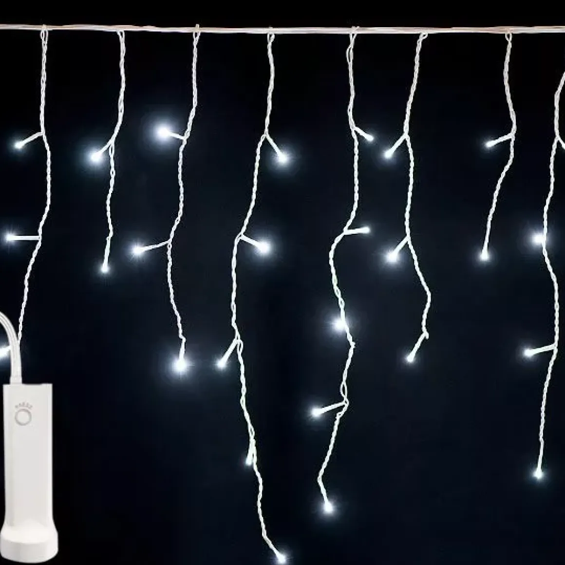 Stalattite luminosa con pile 14 m 384 LED cavo bianco Durawise Bianco freddo