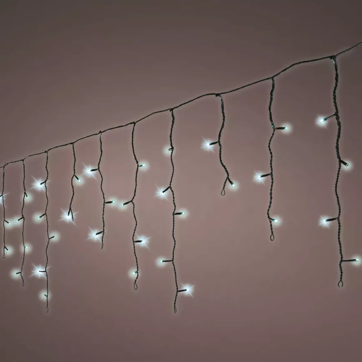 Stalattite luminosa 20 m 490 LED cavo nero Stars Bianco freddo