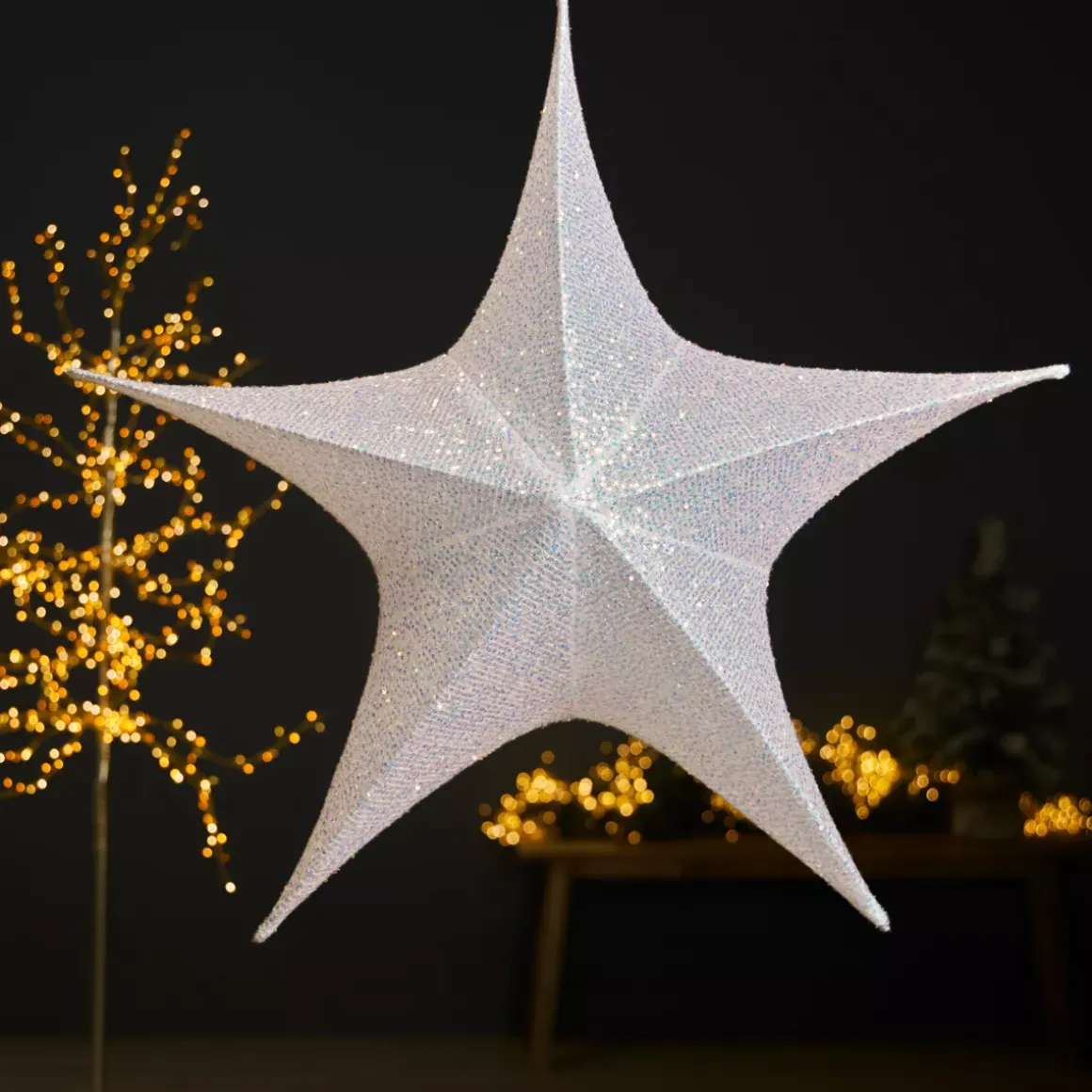 Stella di Natale da appendere (D135 cm) Natale glitterato iridescente