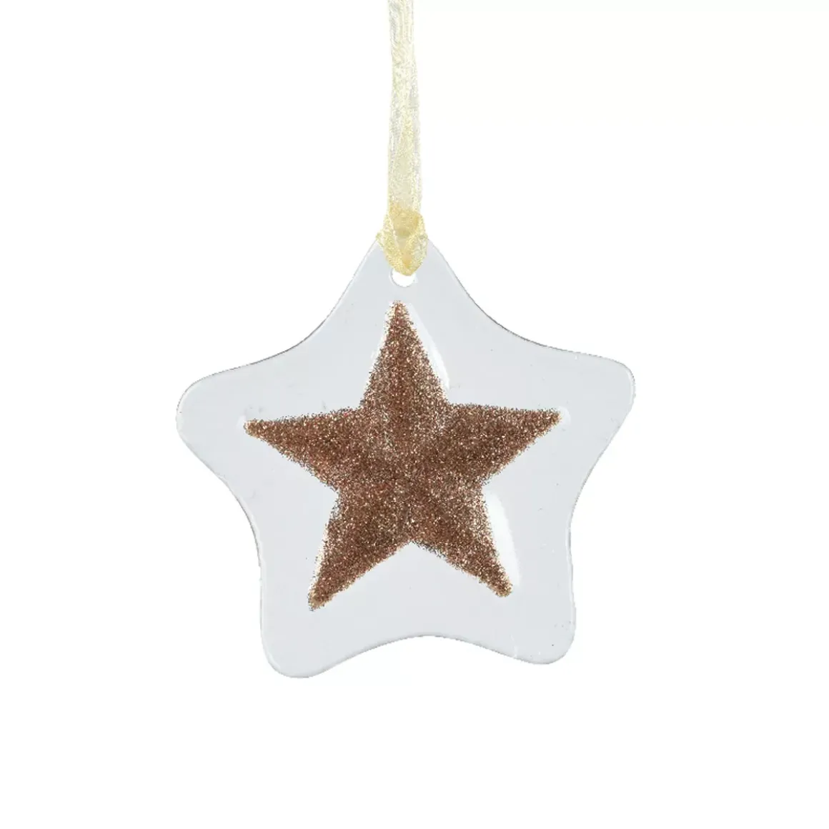 Stella di Natale in vetro (D7 cm) Morillon Bianco e oro glitterato