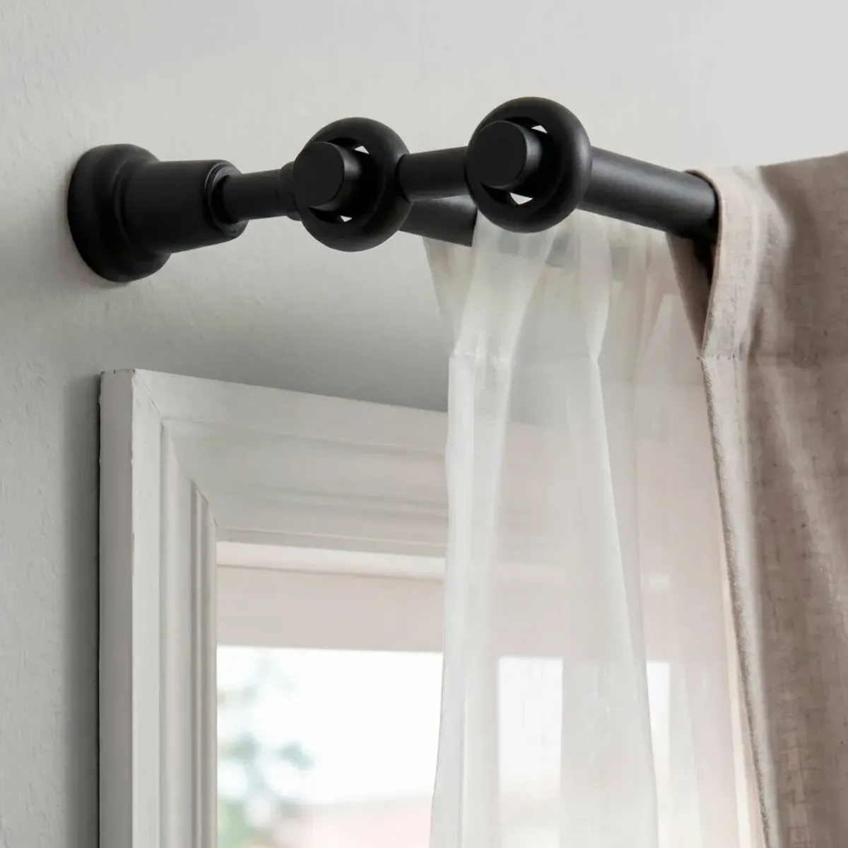 Supporto doppio fisso in legno per asta (L21,5 cm/ D28) Nils opaco Tende : Bastoni, Aste E Supporti|Asta A Soffitto