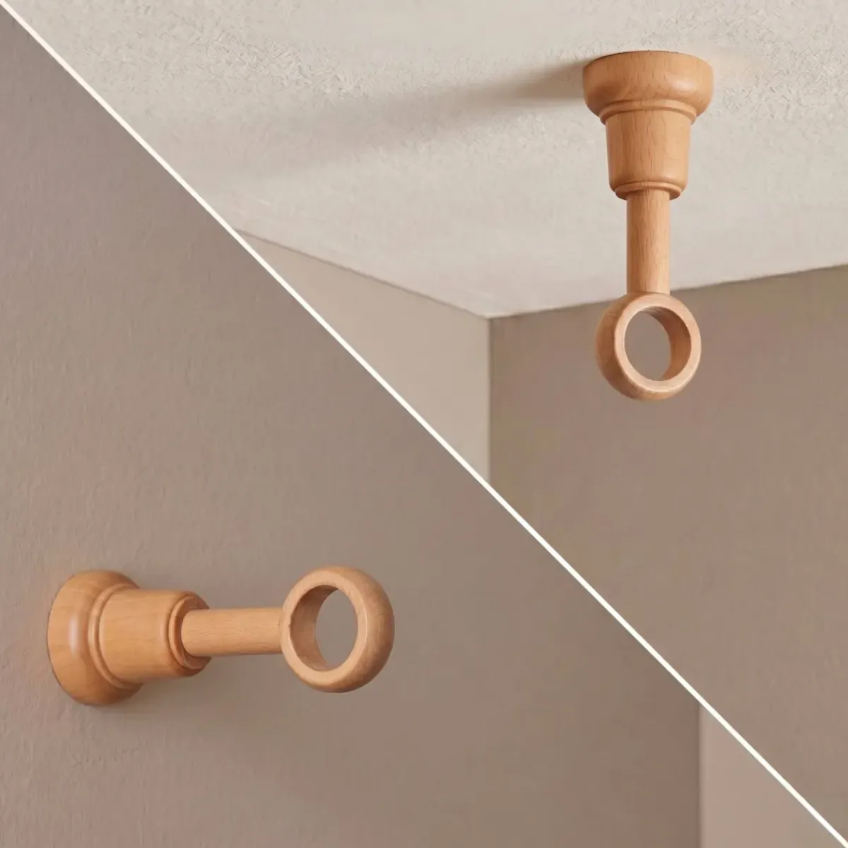 Sale Supporto per asta estensibile in legno (L140 - 160 / D28 mm) Nils Verniciato Tende : Bastoni, Aste E Supporti|Asta A Soffitto