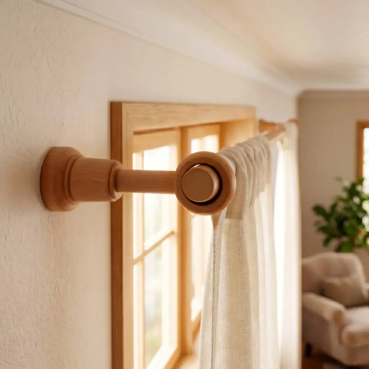 Sale Supporto per asta estensibile in legno (L140 - 160 / D28 mm) Nils Verniciato Tende : Bastoni, Aste E Supporti|Asta A Soffitto