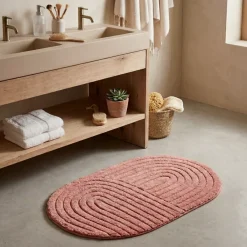 Outlet Tappeto da bagno ovale in cotone tuftato (50 x 80 cm) Boho-chic Tappeto Bagno|Biancheria Bagno