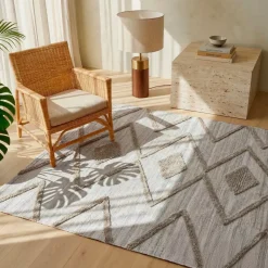 Tappeto da soggiorno rettangolare in materiale riciclato tufted (160 x 230 cm) Kaito Avorio