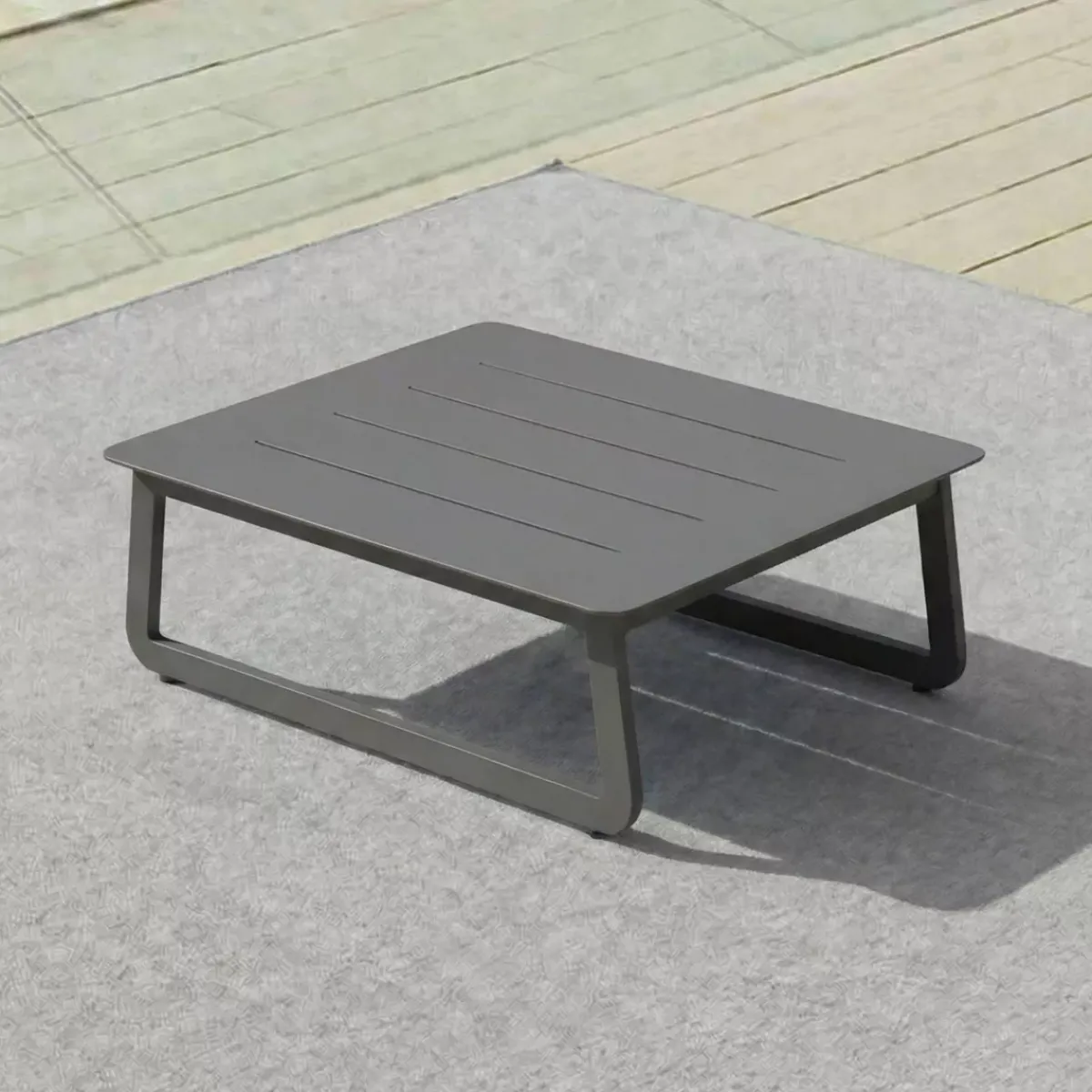 Discount Tavolino da giardino quadrato in alluminio Long Beach Grigio Tavolini Da Giardino, Divani