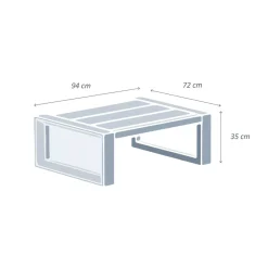 Online Tavolino da giardino rettangolare in alluminio (94 x 72 cm) Elba Tavolini Da Giardino, Divani