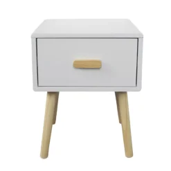 Tavolino da notte per bambini 1 cassetto in legno (H44 cm) Livio Bianco