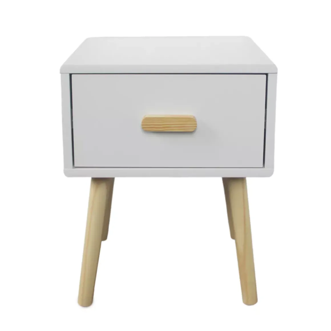 Tavolino da notte per bambini 1 cassetto in legno (H44 cm) Livio Bianco