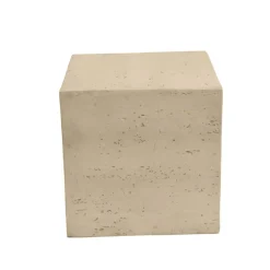 Tavolino d'appoggio quadrato in magnesio ossidato (H40 cm) Romeau Effetto travertino