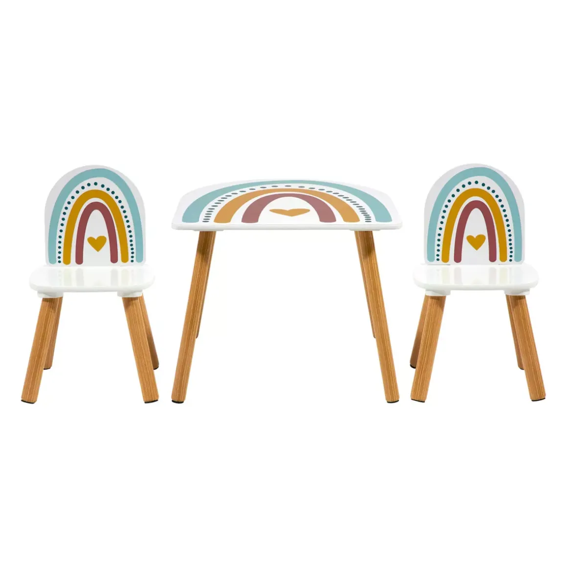 Tavolino e 2 sedie bambini legno Arcobaleno Multicolore
