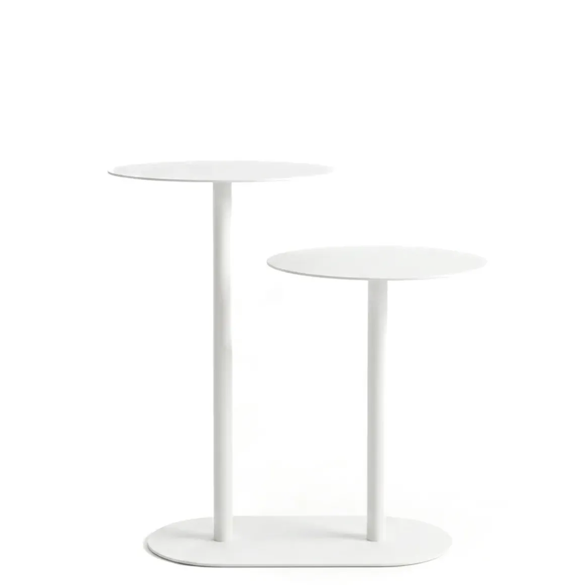 Tavolino in metallo a 2 livelli (H53 cm) Luga Bianco