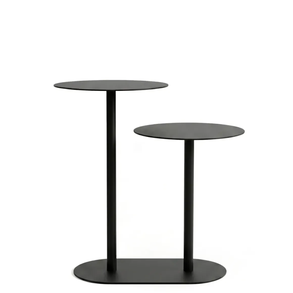 Tavolino in metallo a 2 livelli (H53 cm) Luga Nero