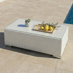Outlet Tavolino in resina intrecciata Palma Tavolini Da Giardino, Divani