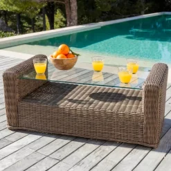 Online Tavolino rettangolare resine intrecciata Calvi Seppia Tavolini Da Giardino, Divani