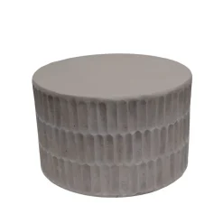 Tavolino rotondo in magnesio ossidato (H42 cm) Bondido Effetto travertino