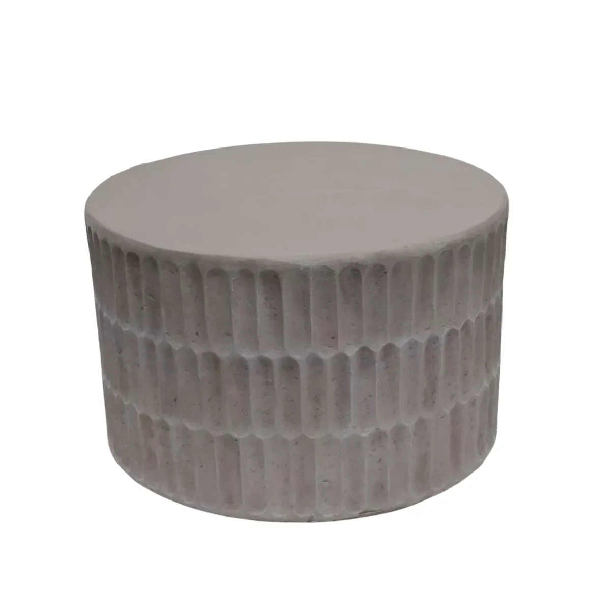 Tavolino rotondo in magnesio ossidato (H42 cm) Bondido Effetto travertino