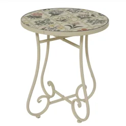Best Tavolino rotondo in mosaico (H46 x D39 cm) Coimbra Crema Tavolini Da Giardino, Divani