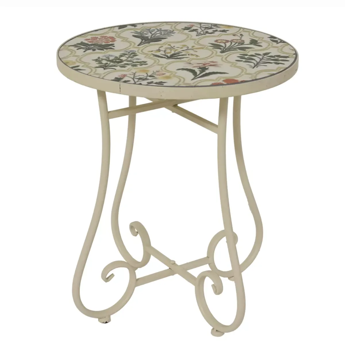 Best Tavolino rotondo in mosaico (H46 x D39 cm) Coimbra Crema Tavolini Da Giardino, Divani