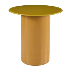 Tavolino rotondo in vetro e MDF (H51 cm) Jila Giallo