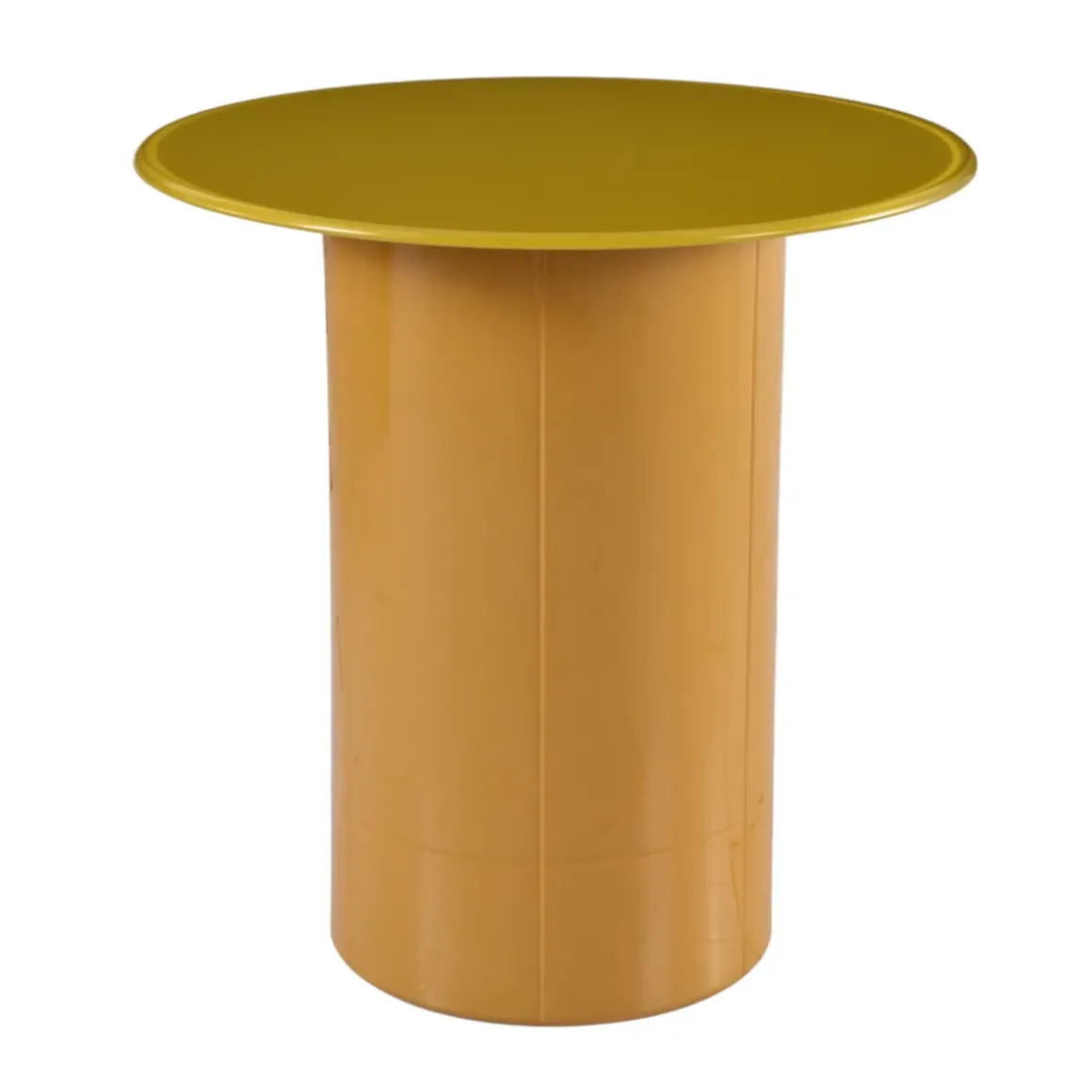 Tavolino rotondo in vetro e MDF (H51 cm) Jila Giallo
