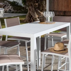 Outlet Tavolo alto in alluminio 6 posti (160 x Alt 105 cm) Murano Salotto Da Balcone|Salotto Da Giardino