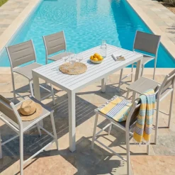 Outlet Tavolo alto in alluminio 6 posti (160 x Alt 105 cm) Murano Salotto Da Balcone|Salotto Da Giardino