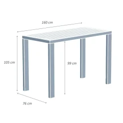 Outlet Tavolo alto in alluminio 6 posti (160 x Alt 105 cm) Murano Salotto Da Balcone|Salotto Da Giardino