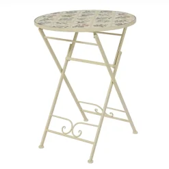 Sale Tavolo bistro rotondo pieghevole in mosaico (D58 cm) Coimbra Crema Salotto Da Balcone|Tavoli Da Giardino