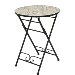 Tavolo bistro rotondo pieghevole in mosaico (D58 cm) Lisse Pastel Salotto Da Balcone|Tavoli Da Giardino