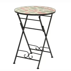 Hot Tavolo bistro rotondo pieghevole in mosaico (D58 cm) Monaco Salotto Da Balcone|Tavoli Da Giardino