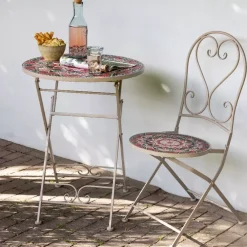 Hot Tavolo bistrot mosaico Narbonne Tortora e rosa Salotto Da Balcone|Salotto Da Giardino