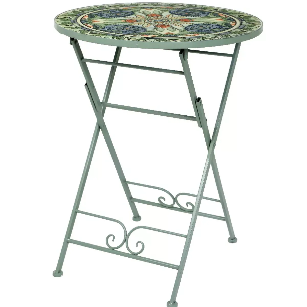 New Tavolo bistrot rotonda pieghevole mosaico (60 cm) Cancùn Salvia Salotto Da Balcone|Salotto Da Giardino