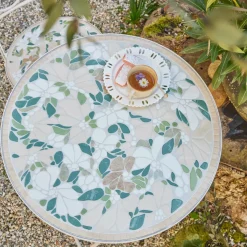Best Tavolo bistrot rotondo pieghevole in mosaico Genève Crema Salotto Da Balcone|Salotto Da Giardino