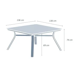 Tavolo da giardino alluminio 8 posti (136 x 136 cm) Amalfi Bianco Salotto Da Giardino|Tavoli Da Giardino