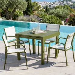 Discount Tavolo da giardino allungabile in alluminio 8 posti Murano Verde oliva Salotto Da Balcone|Salotto Da Giardino